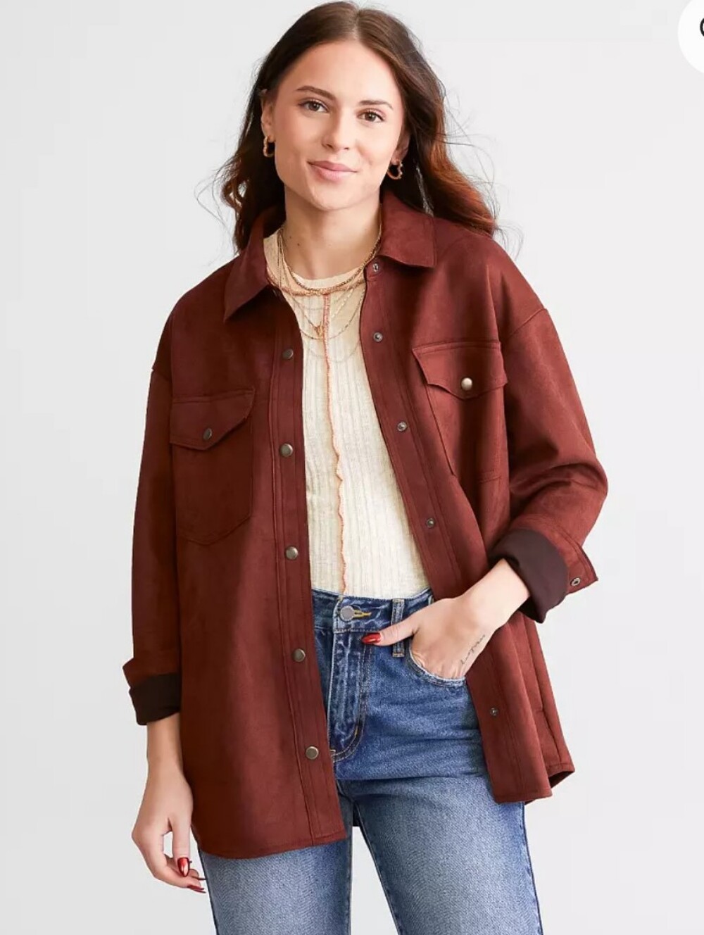 Willow and Root Brown Lightweight Women's Shirt Jacket
